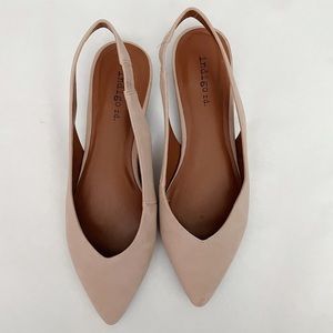 Nude Pointy Sling Back Flats